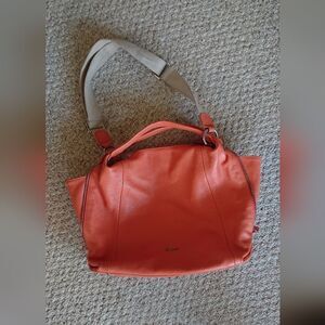 FURLA orange Leather expandable 2 way Crossbody/shoulder bag